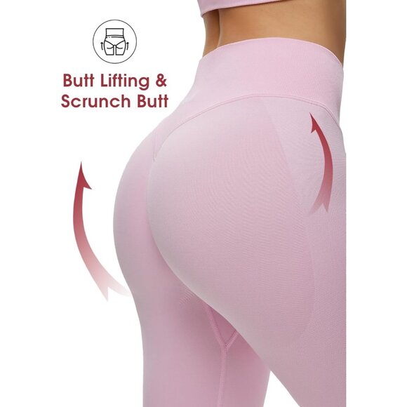 Women's Mid Waist Seamless Scrunch Butt Squat Proof Leggings - Picture 5 of 6
